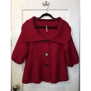 Free People Cozy Peplum Sweater Weather Cardigan M